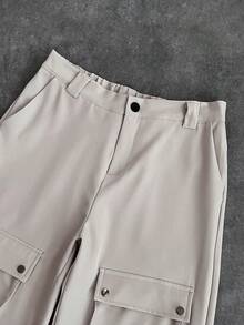 Manfinity Dauomo Pantalones casuales de hombre de unicolor con estilo cargo y bolsillos sueltos - Albaricoque - Ver 5