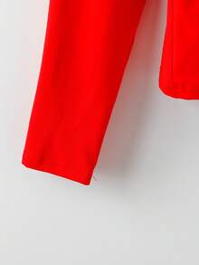 Franclia Plus Size Women's Red French Style Elegant Autumn Party Casual Long Sleeve Twist Bow Top,Hollow Out Concert T-Shirt - Red - View 6