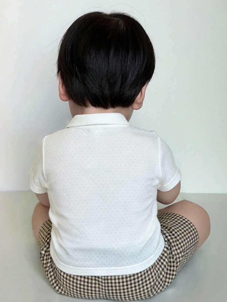 Toddler Boys' Turndown Collar Short Sleeve Gentleman Outfit For Party, Birthday