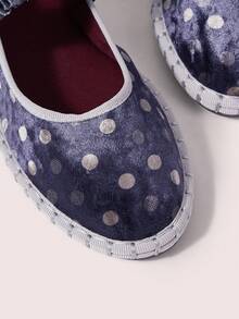 CUCCOO DOLLMOD 女士亮橙色优雅天鹅绒经典舒适褶皱弹力玛丽珍平底鞋 - 紫色波點 - 查看 7