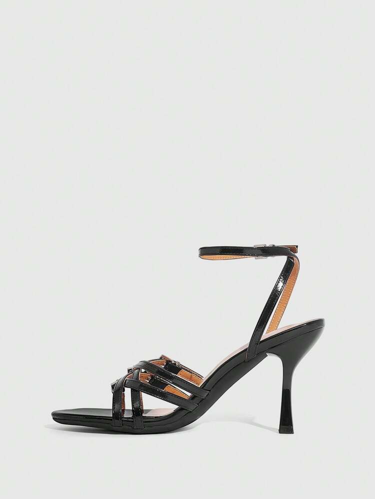 CUCCOO SZL Women's Fashion Versatile Commuter Buckle Heeled Sandals Valentine's Day