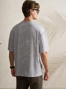 Manfinity Dauomo Men's Splatter Print Round Neck Short Sleeve Casual Versatile T-Shirt - Grey - View 4