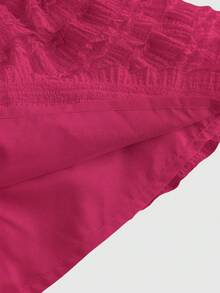 ROMWE Kawaii Summervalentine's DayWhite Y2K Textured Fabric Sweet Cake Hem Patchwork Women's Low Waist Mini Skirt, Versatile For Multiple Occasions, Autumn/Winter - Hot Pink - View 4