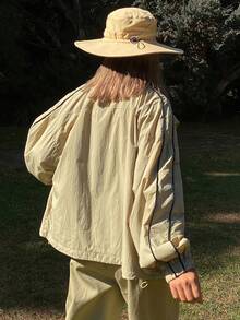 Livesso Women's Casual Loose Fit High Collar Outdoor Jacket - Khaki - View 2