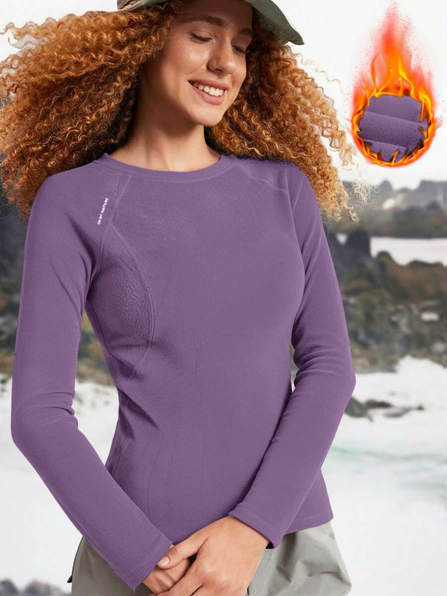 In My Nature Women's Casual Raglan Sleeve Outdoor Thermal T-Shirt - Violet Purple - View 1