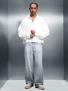 PLAYBOY X SUMWON Men's Oversized Button-Up Shirt With Large Back Graphic Print Long Sleeve Collared Casual Street Style - White - View 3