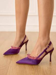 CUCCOO HITCHD Women's Pointed Toe Buckle Design Fashionable High Heels, Versatile For Daily Wear Wedding Shoes Summer Shoes Bride Shoes - Purple - View 4