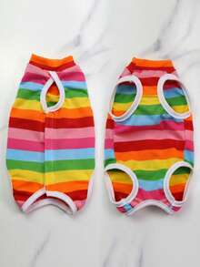 PETSIN Lightweight & Breathable Colorful Striped Pet Clothing, Suitable For Spring/Summer Seasons, All Season Veterinary Spay/Neuter Apparel