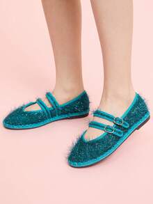 CUCCOO DOLLMOD Giày bệt Mary Jane cổ điển thoải mái dành cho nữ, màu đỏ tía, sáng bóng, thanh lịch cho Giáng sinh, tiệc Lễ Tạ ơn - Nước đá - Xem 7