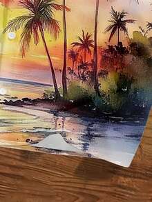 Manfinity Joysei Áo sơ mi nam tay ngắn dáng rộng, in hình phong cảnh cây dừa, thích hợp cho kỳ nghỉ xuân. - trắng - Xem 3