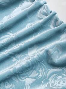 Sweetra 秋冬复古丝绒酒红色压花无肩带性感紧身迷你连衣裙（女款） - 藍色 - 查看 6