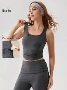 OutZeal Áo tank top thể thao nữ, kiểu dáng thường ngày, mềm mại, ôm sát. - Màu xám đen - Xem 2