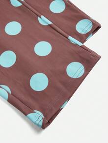 Y2Kool Annarte Leggings cortos de mujer a rayas con puntos en contraste azul menta y marrón, adecuados para fiestas de primavera/verano, vacaciones, entrenamientos, yoga y uso diario - Multicolor - Ver 4