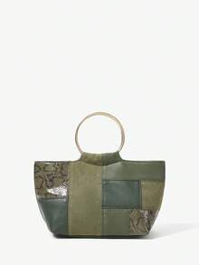 Maija حقائب يد للسيدات، ذات مقبض علوي، طراز رجعي، عتيق، مقبض من الأجهزة، من مادة البولي يوريثان المنقوشة، أنيقة، بسيطة، شخصية، متعددة الاستخدامات، كلاسيكية، للتنقل، العمل، المواعيد، اليومي، التسوق، وتناول الشاي بعد الظهر - الربط الأخضر - مشاهدة 1