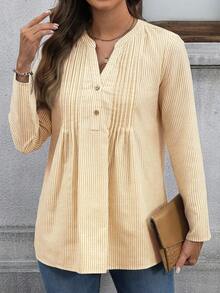 EMERY ROSE Áo kiểu dài tay dành cho nữ, áo sơ mi nữ, áo kiểu dự tiệc mùa thu, áo kiểu trang phục dài tay. - Màu vàng - Xem 4