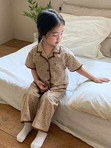 DAZY 2 pièces Ensemble  et confortable de Top à col imprimé floral et leggings pour bébé fille. Vêtements pour tout-petites filles - Kaki - Voir 5