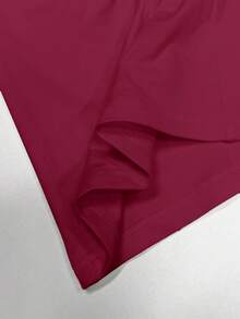 SHEIN PETITE 夏季黑色蕾丝拼接吊带裤+喇叭裤女士修身两件套 - 酒紅色 - 查看 7