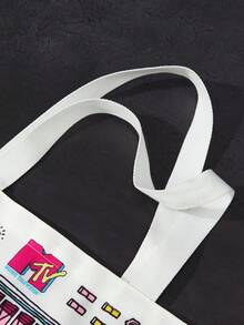 MTV | SHEIN 1个超大号手提购物袋，适合休闲、购物、音乐节、郊游，男女皆宜，也适合演讲者。 - 彩色 - 查看 8