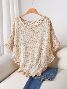 CosyJoli Áo choàng poncho dệt kim 3D kiểu Pháp thanh lịch, cỡ lớn, nhiều màu sắc, thích hợp cho nữ mùa xuân/hè. - Nhiều màu - Xem 4