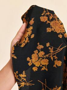 Coeurva Floral Print Sweetheart Neck Puff Sleeve Summer Dress