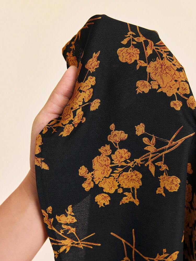 Floral Print Sweetheart Neck Puff Sleeve Summer Dress - Multicolor - View 6