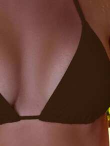 Swim Basics Top de bikini de unicolor con atar en la espalda, adecuado para la playa en verano - Marrón - Ver 5