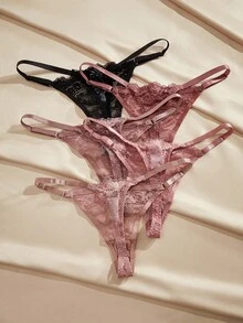 Charlaine 5pack Floral Lace G-String Set, Sexy Lingerie - Multicolor - View 2