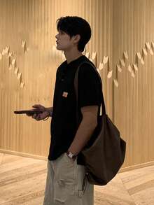 DAZY 男士休闲黑色T恤，带标签，夏季 - 黑色 - 查看 5