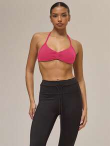 Musera Sport Sport Ruched Halterneck Sports Bra Mixed Colour 3 Multipack Set Casual Active Workout Gym Yoga Pilates Fitness Daily - Pink - View 3