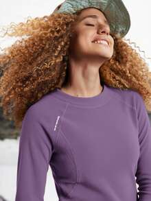 In My Nature Women's Casual Raglan Sleeve Outdoor Thermal T-Shirt - Violet Purple - View 2