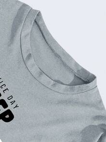 EURMUSE Men's Casual Comfortable Printed Long Sleeve T-Shirt And Pants Pajama Set - Grey - View 7