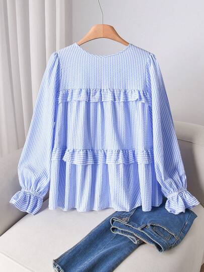 CosyJoli Plus Size Women Casual Shirt, Casual Women's Clothing, Long Sleeve Blouse