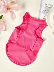 PETSIN Áo tank top in hình chó nhiều màu sắc, thoáng khí và thân thiện với da, màu đỏ hồng. - Màu Hồng Tươi - Xem 2
