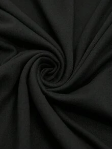 SHEIN LUNE 大码镂空短袖针织圆领休闲连衣裙，优雅百搭，适合日常穿着和通勤。 - 黑色 - 查看 7