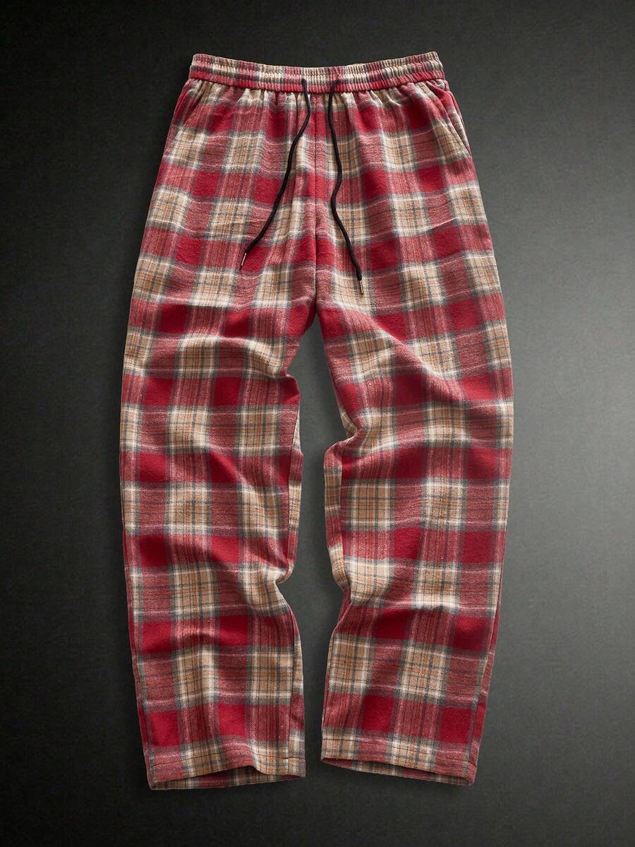 HIMLAND Men's Casual Plaid Drawstring Waist Pants - Multicolor - View 1