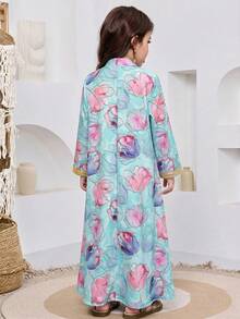 Loose Casual Extra Long Gold Thread Tassel Robe For Young Girls - Multicolor - View 2