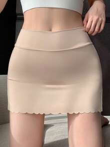 DAZY Tween Girl Solid Color Elastic Waist Leggings Skirt - Khaki - View 3