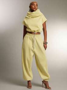 Denimoi Quần nỉ rộng thùng thình đáy thụng, phong cách đường phố thời trang, quần thoải mái mặc hàng ngày. - Màu Mù tạt vàng - Xem 3