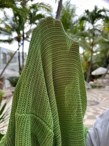 Opulessa Women's Sexy Elegant Vacation Beach Green Hollow-Out Knitted Camisole Dress - Green - View 8