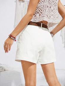 Anewsta 女士时尚百搭休闲春夏短裤 - 白色 - 查看 5
