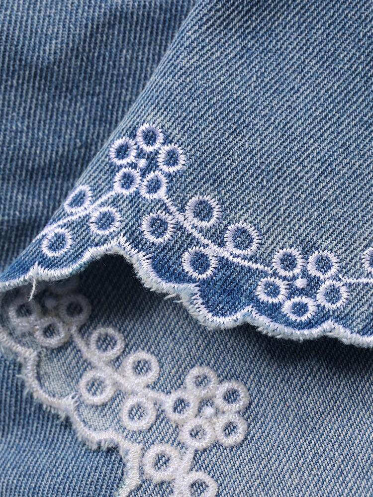 2pcs/Set Baby Girls' Washed Light Color Korean Style Shirt And Loose Casual Jeans Outfit Toddler Girls Clothes