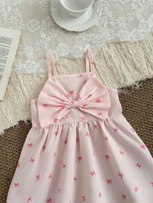 SHEIN 女婴甜美蝴蝶装饰无袖连衣裙，夏季新品 - 粉色 - 查看 6