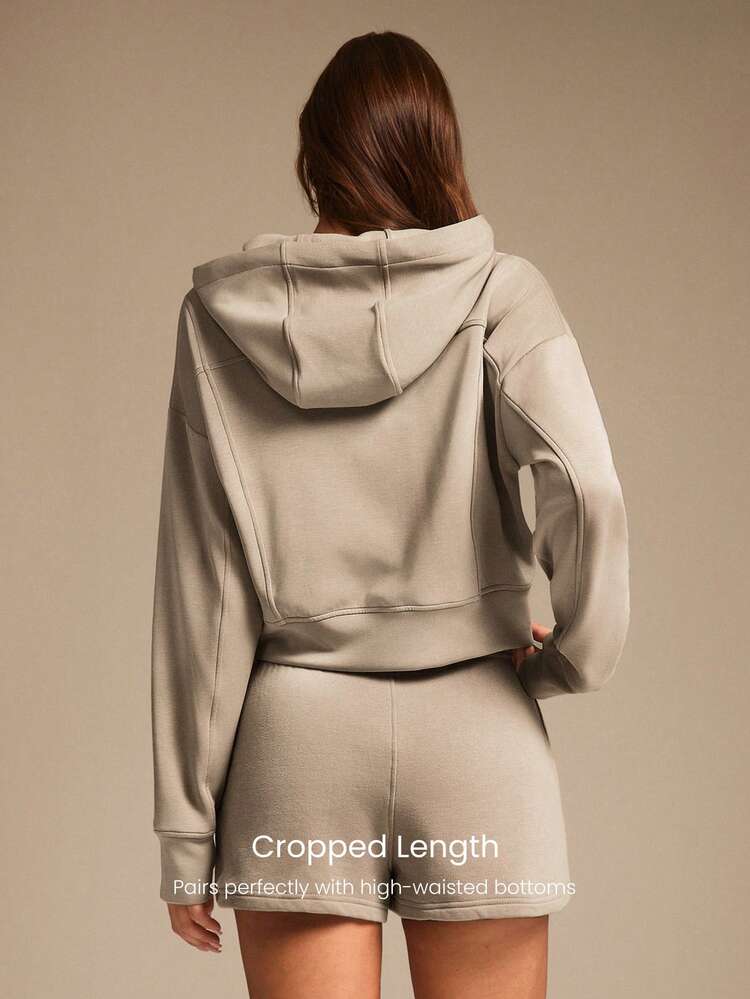 Sudadera con capucha de manga larga con bolsillos laterales con cremallera, de modal y felpa, con ojales para el pulgar, para uso diario y casual