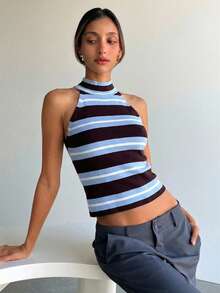 Aloruh 无袖极简条纹针织毛衣