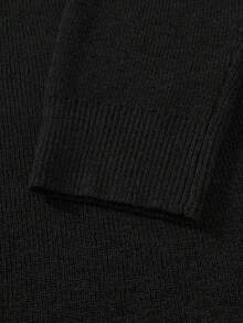 Manfinity Homme Men's Casual Everyday Commute Simple Solid Color Shawl Neck Button-Front Cardigan, Autumn/Winter - Black - View 3