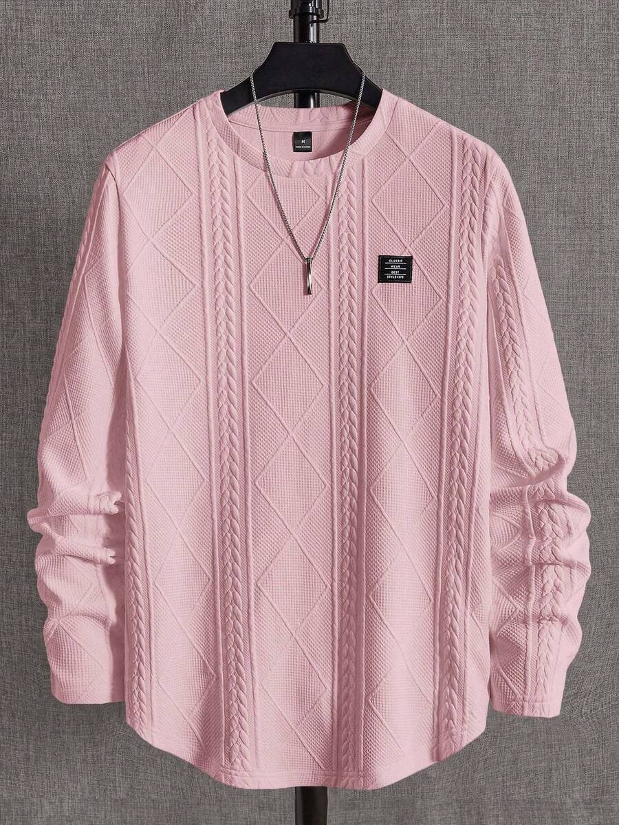 NEON BLANC 男士粉色针织休闲长袖T恤 - 淺粉色 - 查看 1