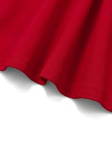 SHEIN Tween Girls Casual Elegant Beaded Red Knit Camisole Snug Fit Waist Flare A-Line Dress, Suitable For Valentine's Day, Wedding Season, Party, Outing - Red - View 4