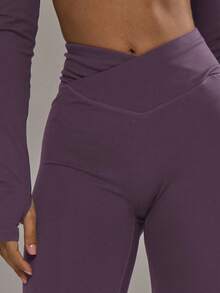 Musera Sport Quần legging chéo phía trước, chỉ bao gồm phần dưới, quần thể thao mùa đông, đồ tập gym, đồ tập luyện, chất liệu hợp kim. - Màu tím - Xem 6