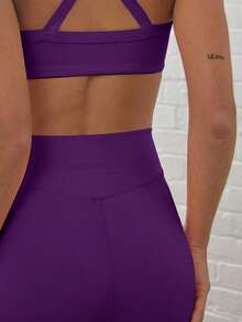 Musera Sport Quần legging thể thao ôm eo, có đường may tinh tế, thích hợp cho tập luyện, chạy bộ, tập gym, tập thể dục hàng ngày, mùa đông. - Màu tím  Violet - Xem 5