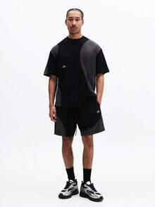 SUMWON Casual Loose Fit Color Block Crew Neck Short Sleeve T-Shirt And Matching Shorts Summer Co-Ord Set - Multicolor - View 1